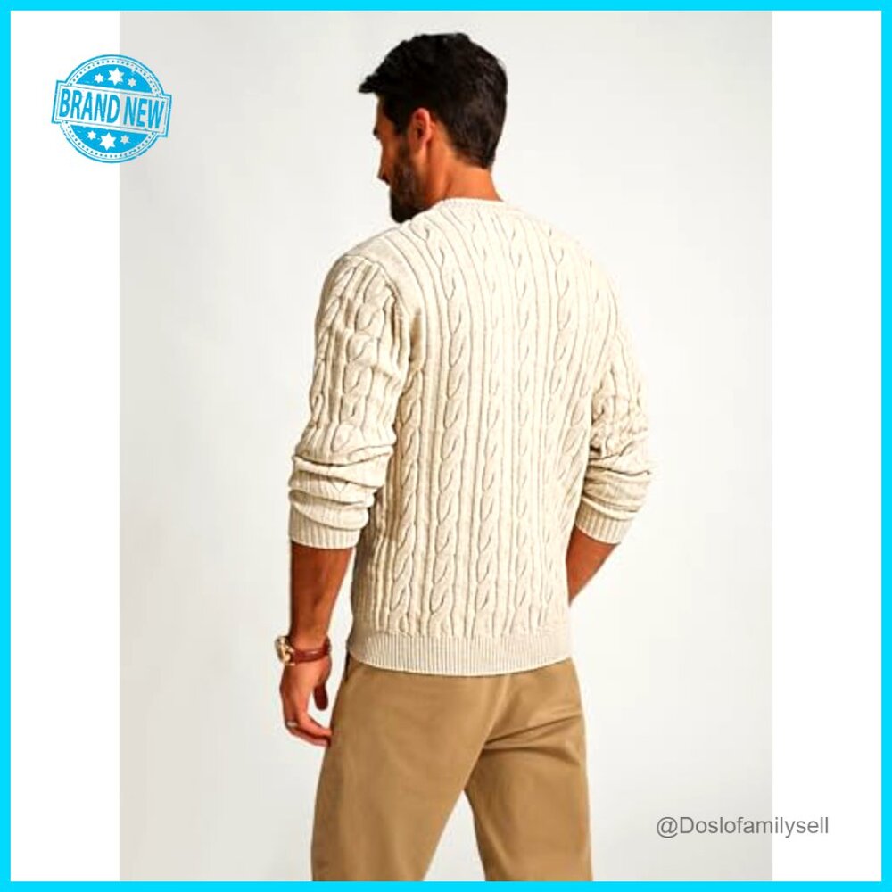 Cable Knit Pullover Sweater Classic Crewneck Casu… - image 3